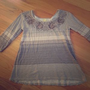 Anthropologie striped quarter-length shirt